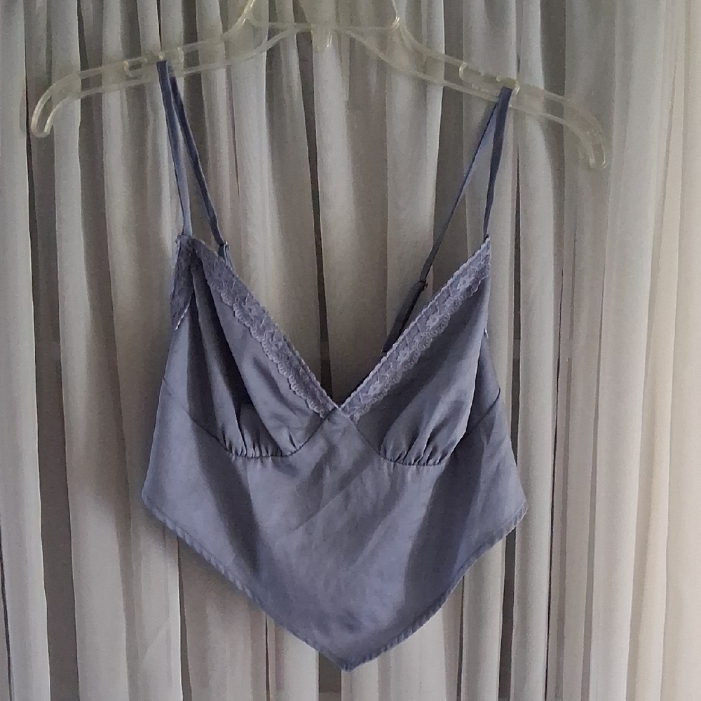 Windsor Y2K Lavender Lace Detail Tie Back Top Large